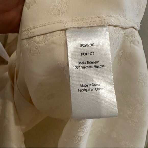 Jason Wu | 10 | cream Women's Floral Jacquard Satin Pajama style Shirt - Picture 6 of 7